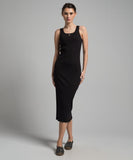 Brunello Cucinelli embroidered logo black rib knit midi dress