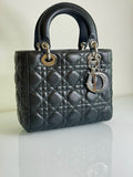 Dior Black Cannage Leather Medium Lady Dior Bag