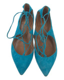 Aquazurra Suede green Christy ankle wrap sandals