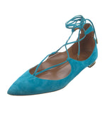 Aquazurra Suede green Christy ankle wrap sandals