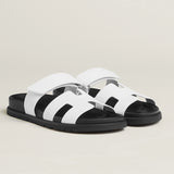 New Hermes White Chypre Sandals