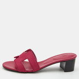 Hermes dark pink calf hair oasis slides