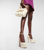 Valentino super platform Tan-go patent pumps