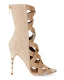 New Balmain sand tail suede & elastic bamboo boots