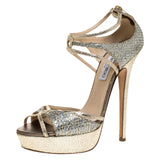 Jimmy Choo gold glitter platform sandals