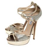 Jimmy Choo gold glitter platform sandals