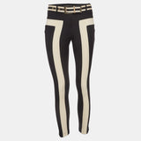 Elisabetta Franchi black and beige contrast slim pants