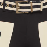 Elisabetta Franchi black and beige contrast slim pants