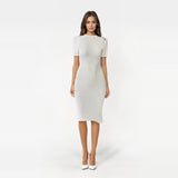 Balmain white knitted midi dress