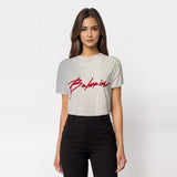 Balmain white tee red logo print