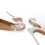 Aquazzura white and crystal heels