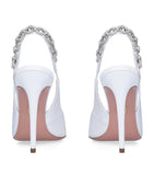 Aquazzura white and crystal heels