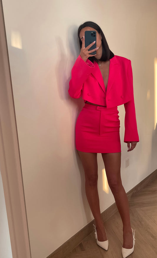 Meshki Hot Pink skirt Suit