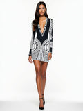 Balmain Jacquard Long Sleeve Mini Dress