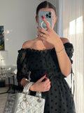 MANERA ODEVATCA black polka dot dress