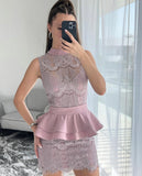 Mallini Couture Pink Lace Dress